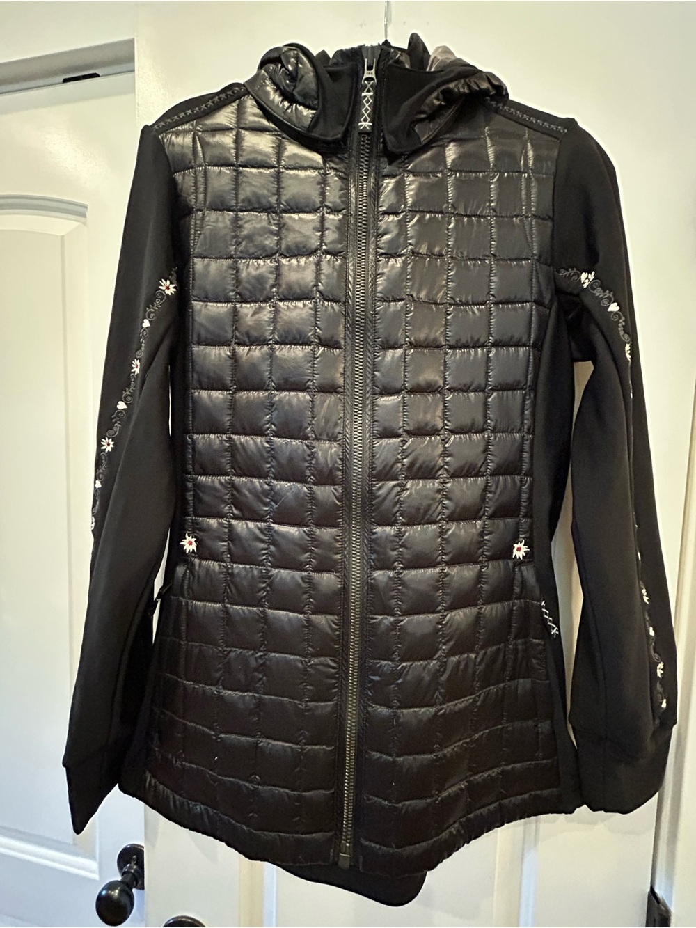 Alp N Rock Black Hybrid Duck Down jacket with Embroidered Sleeves